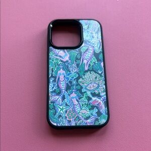 Mermaid Pattern iPhone 16 Pro Case - Black and Green